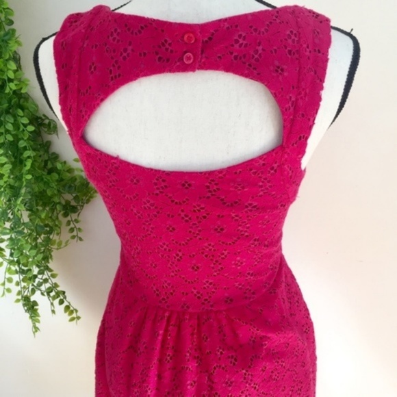 Anthro Deletta Open Back Fit and Flare Pink Dress - Picture 3 of 8